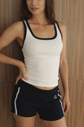 Essential Rib Tank in White & Classic Navy
